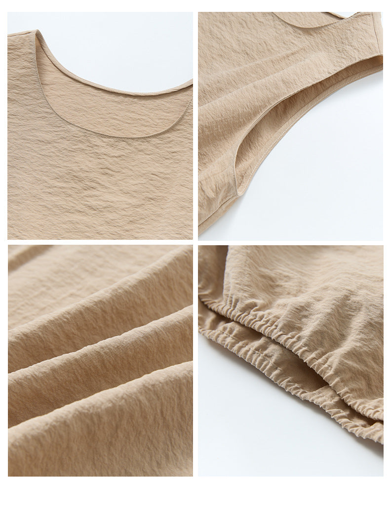 Sleeveless Loose-Fit Crew Neck Tank Top