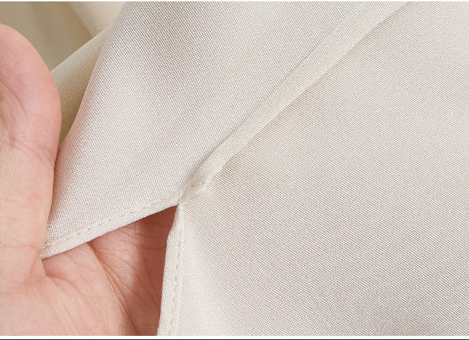 Crew Neck Loose-Fit Pleated T-Shirt