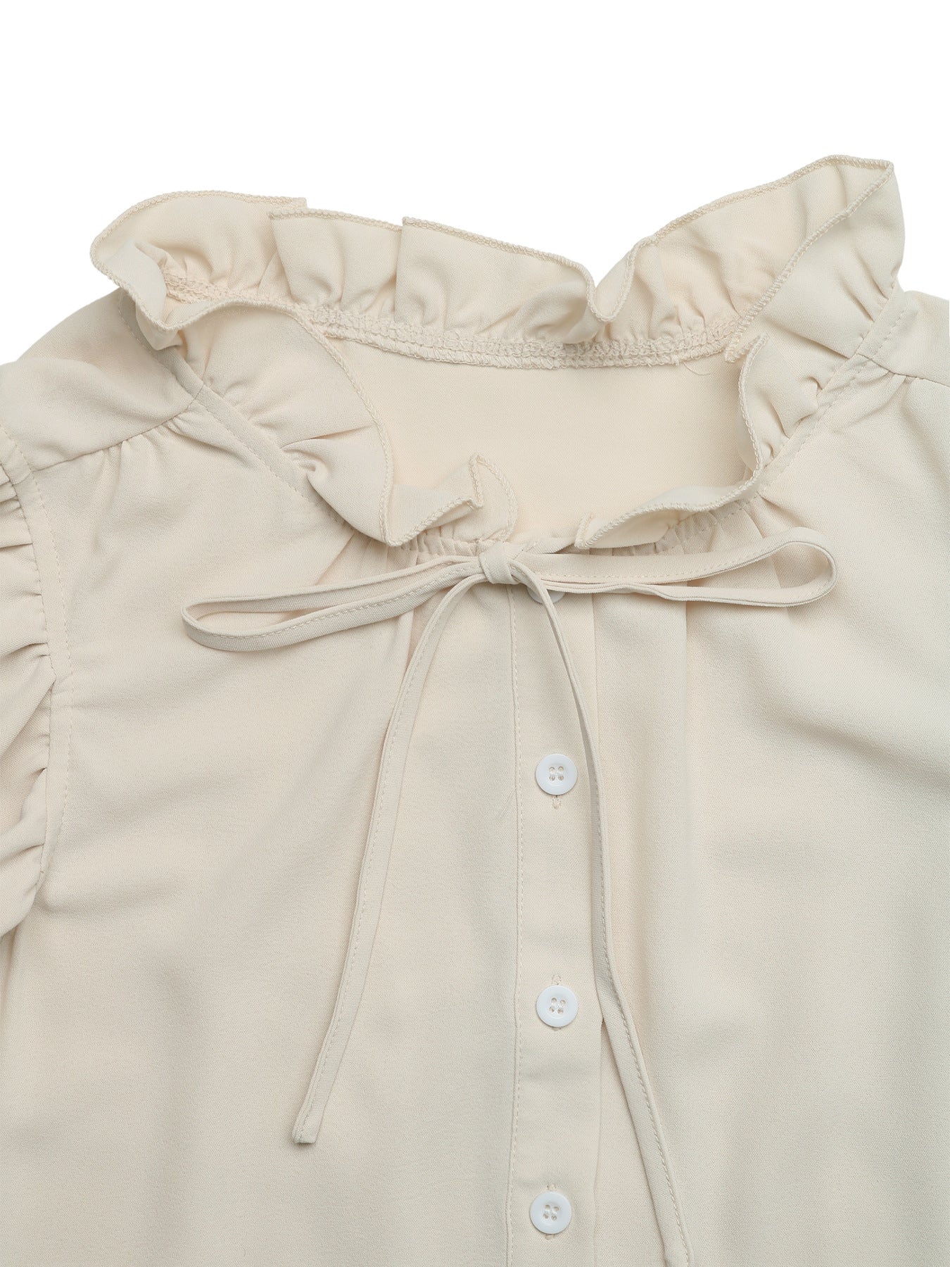 Ruffled Sleeve Casual Solid Color Shirt