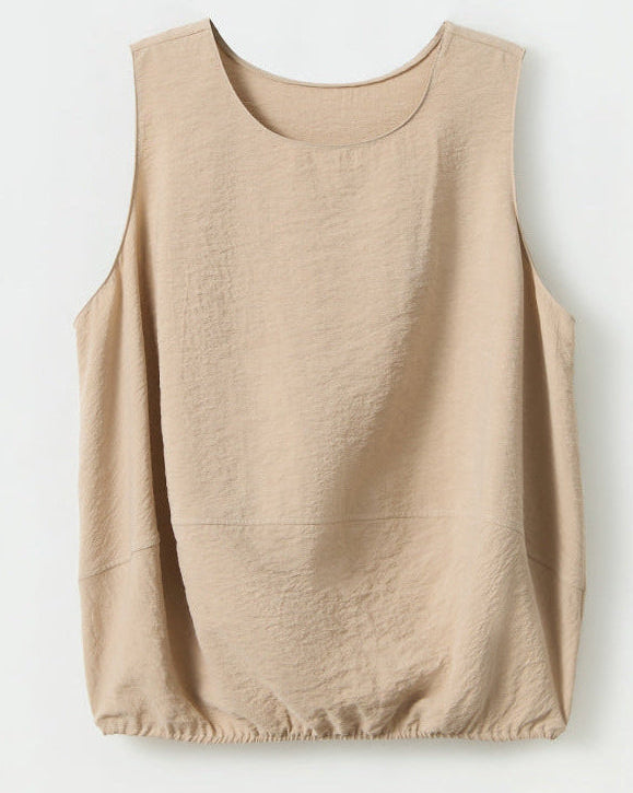 Sleeveless Loose-Fit Crew Neck Tank Top