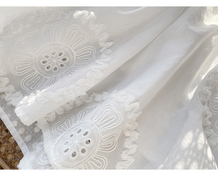 Pure Cotton Embroidered V-Neck A-Line Dress